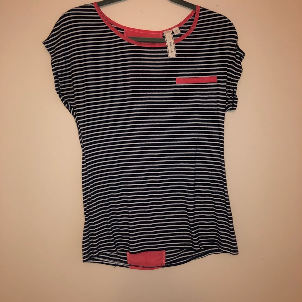 Navy Blue and White Striped Shirt